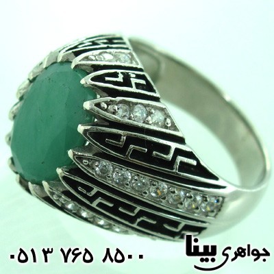 انگشتر زمرد مردانه طرح ایتالیایی درشت