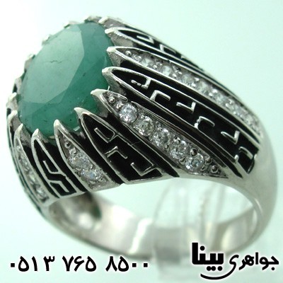 انگشتر زمرد مردانه طرح ایتالیایی درشت