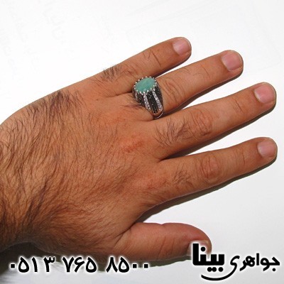 انگشتر زمرد مردانه طرح ایتالیایی درشت
