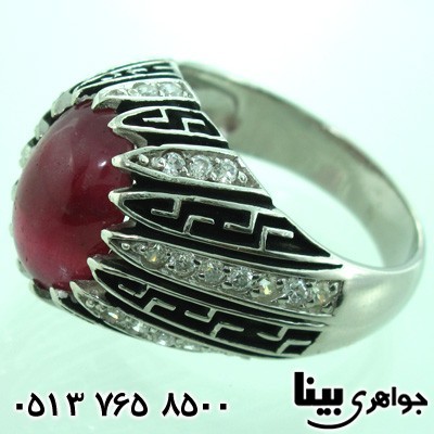 انگشتر یاقوت سرخ طرح ایتالیایی درشت مردانه