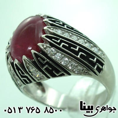 انگشتر یاقوت سرخ طرح ایتالیایی درشت مردانه