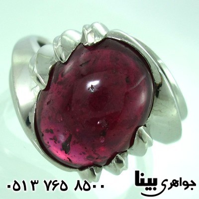 انگشتر یاقوت سرخ نگین درشت تراش دامله مردانه طرح سما