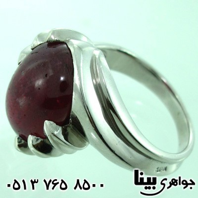 انگشتر یاقوت سرخ نگین درشت تراش دامله مردانه طرح سما