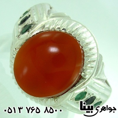 انگشتر چند جواهر عقیق یمنی زمرد و یاقوت کبود مردانه