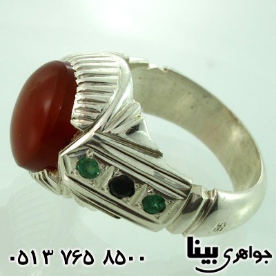 انگشتر چند جواهر عقیق یمنی زمرد و یاقوت کبود مردانه