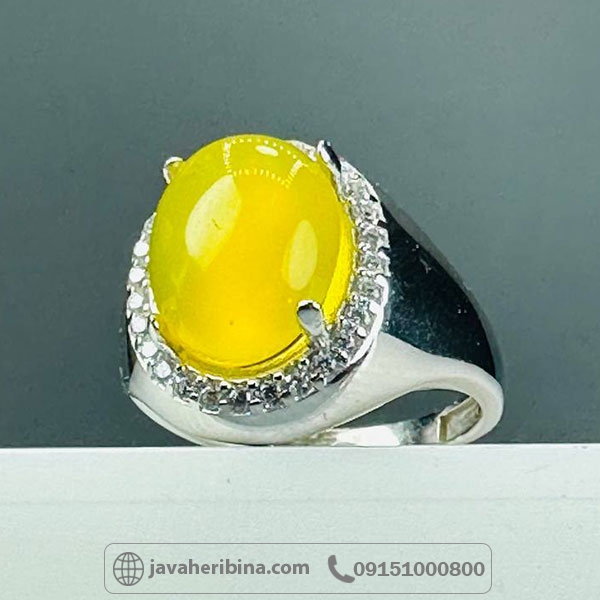 انگشتر عقیق شرف الشمس نقره زنانه با رکاب فیلی _کد:34465