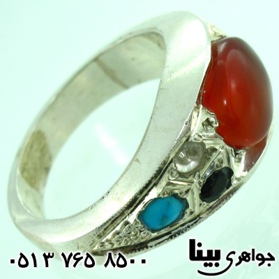 انگشتر چند جواهر عقیق یمنی هفت سنگ مردانه