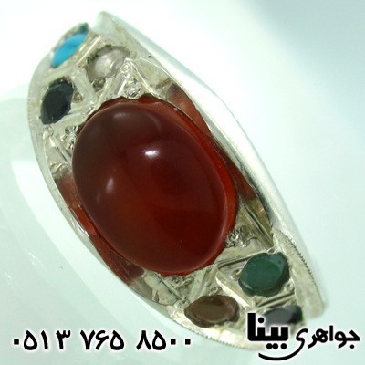 انگشتر چند جواهر عقیق یمنی هفت سنگ مردانه