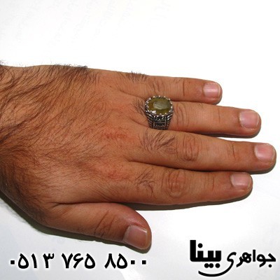 انگشتر یاقوت زرد درشت مردانه پنج تن