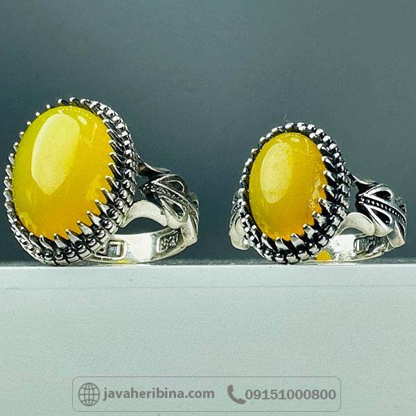 انگشتر عقیق شرف الشمس نقره ست زنانه مردانه _کد:34500
