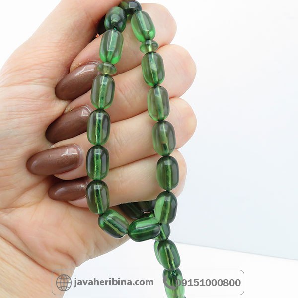 تسبیح سندلوس سبز 33 دانه با تراش زیبا _کد:34515