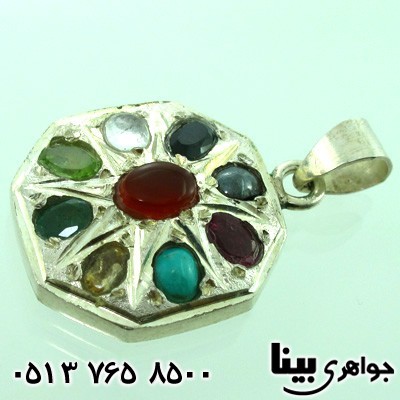 گردنبند چند جواهر 9نگین درشت هشت ضلعی مرغوب