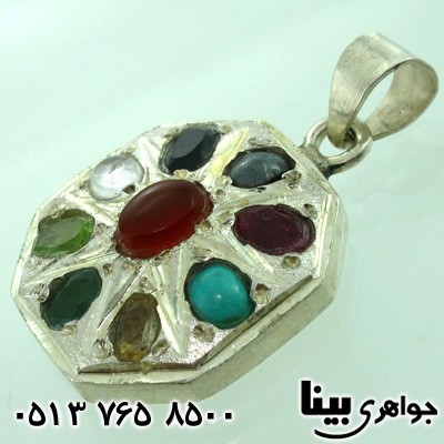 گردنبند چند جواهر 9نگین درشت هشت ضلعی مرغوب