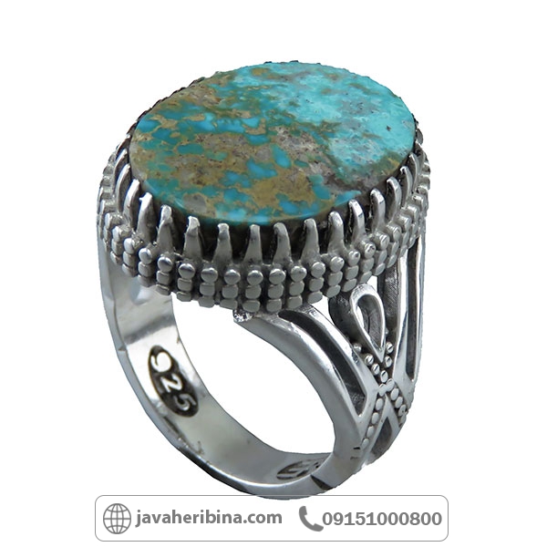 انگشتر فیروزه نیشابور نقره مردانه _کد:34562