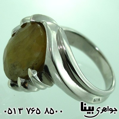 انگشتر یاقوت زرد درشت مردانه طرح سما