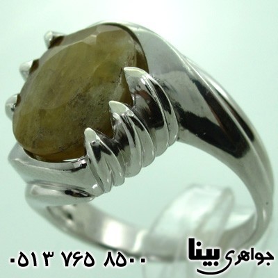 انگشتر یاقوت زرد درشت مردانه طرح سما