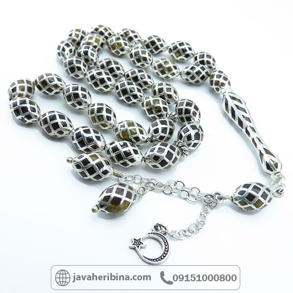 تسبیح سندلوس و نقره 33 دانه فاخر _کد:34602