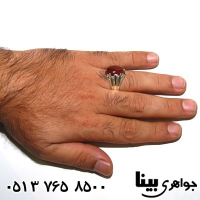 انگشتر چند جواهر عقیق یمنی درشت و زمرد مردانه