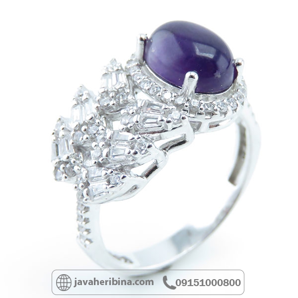 انگشتر آمتیست نقره زنانه خوش رنگ _کد:34614