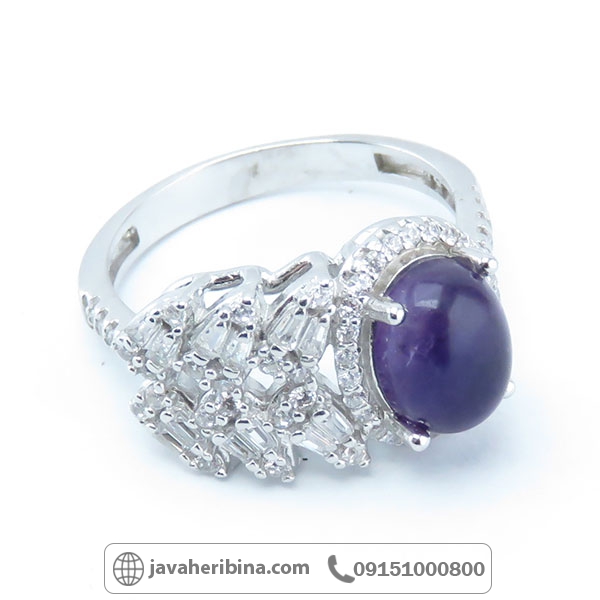 انگشتر آمتیست نقره زنانه خوش رنگ _کد:34614