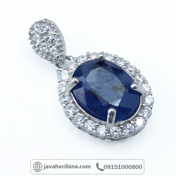 گردنبند یاقوت کبود نقره زنانه _کد:34621
