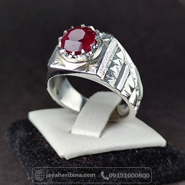 انگشتر یاقوت سرخ نقره مردانه فاخر _کد:34656
