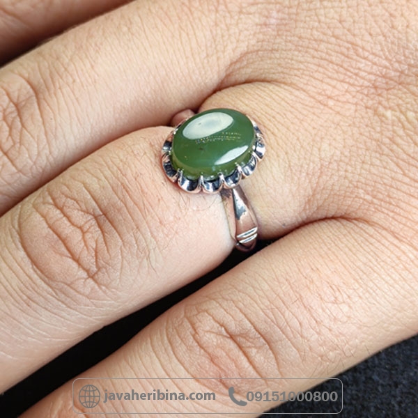 انگشتر یشم یمنی نقره مردانه _کد:34667