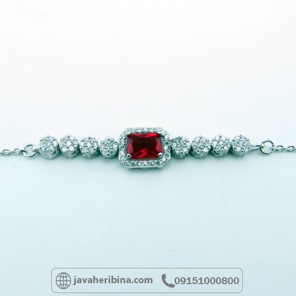 دستبند یاقوت سرخ نقره زنانه ظریف و زیبا _کد:34673