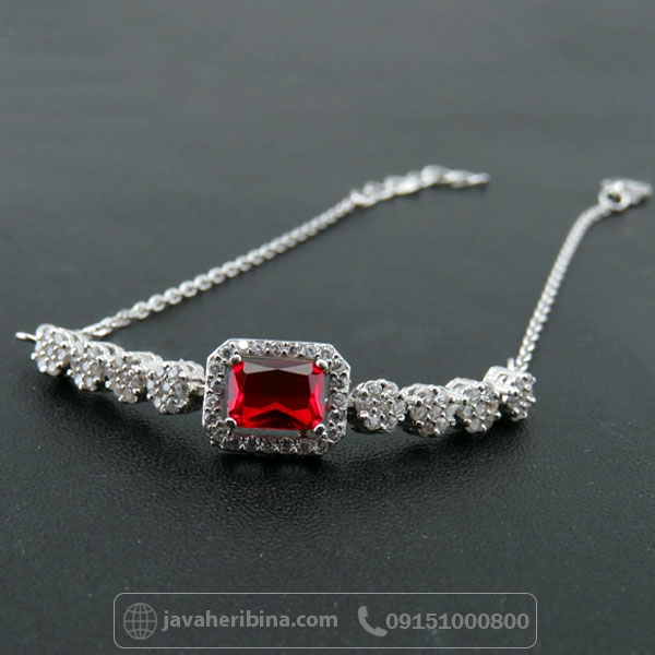 دستبند یاقوت سرخ نقره زنانه ظریف و زیبا _کد:34673
