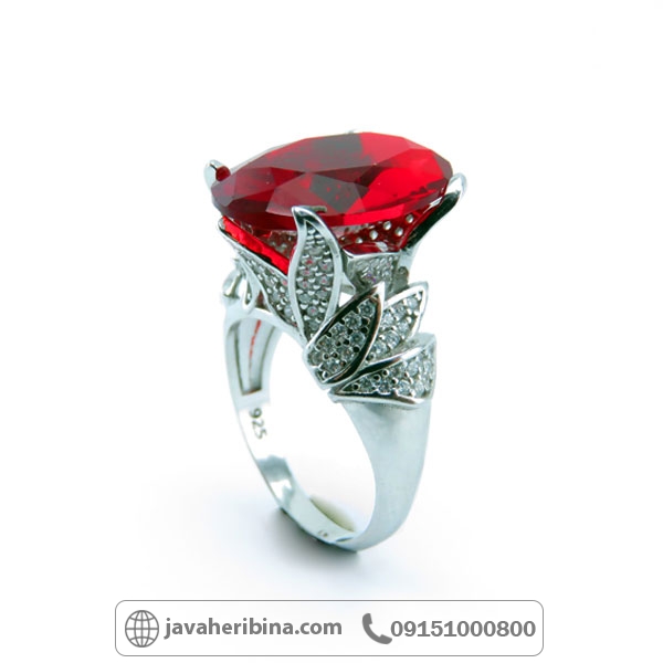 انگشتر یاقوت سرخ نقره زنانه درشت و زیبا _کد:34674