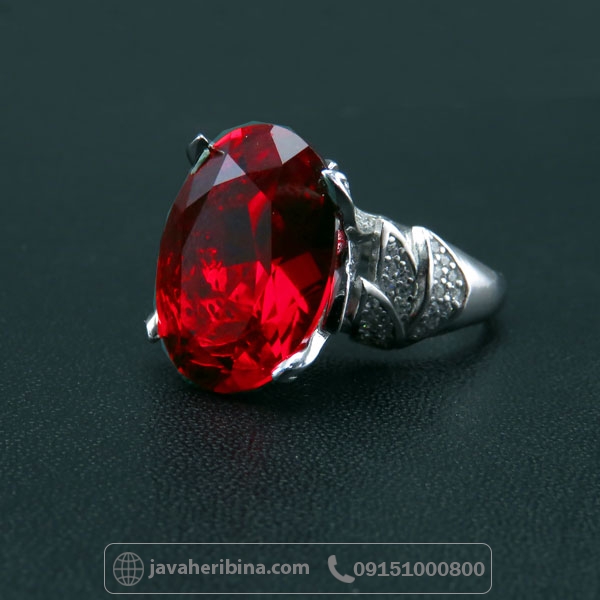 انگشتر یاقوت سرخ نقره زنانه درشت و زیبا _کد:34674