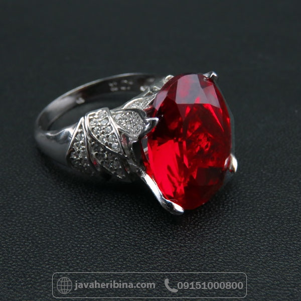 انگشتر یاقوت سرخ نقره زنانه درشت و زیبا _کد:34674