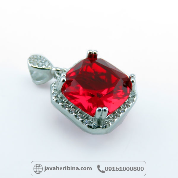 گردنبند یاقوت سرخ نقره ززنانه خوش رنگ _کد:34675
