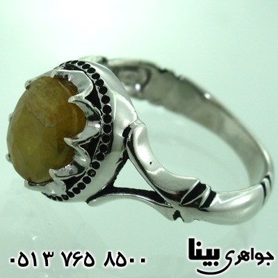 انگشتر یاقوت زرد هشت چنگ مردانه