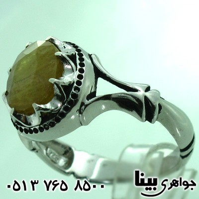 انگشتر یاقوت زرد هشت چنگ مردانه