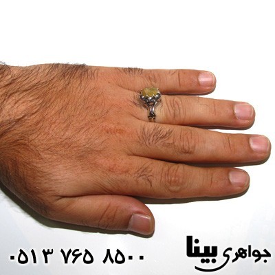 انگشتر یاقوت زرد هشت چنگ مردانه