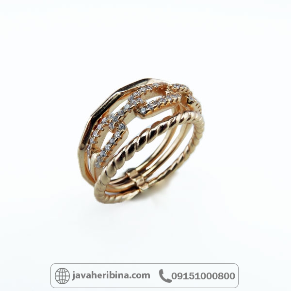 انگشتر نقره زنانه با آبکاری طلا _کد:34681