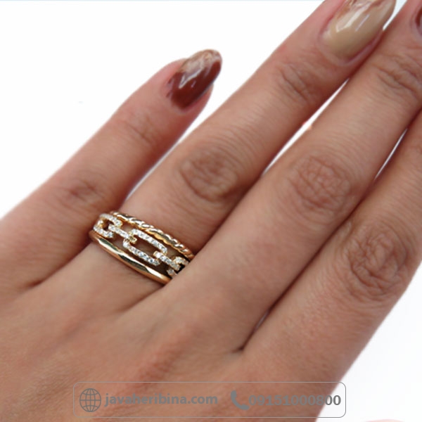 انگشتر نقره زنانه با آبکاری طلا _کد:34681