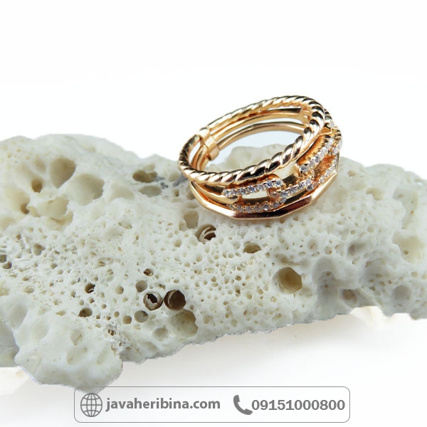 انگشتر نقره زنانه با آبکاری طلا _کد:34681