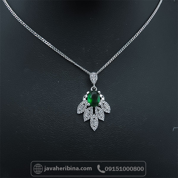 سرویس نقره زنانه با نگین طرح زمرد _کد:34694