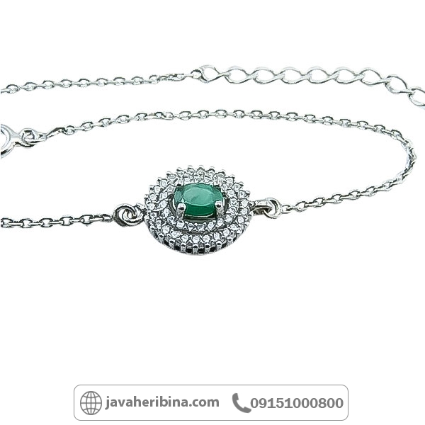 دستبند زمرد نقره زنانه ظریف و زیبا _کد:34695