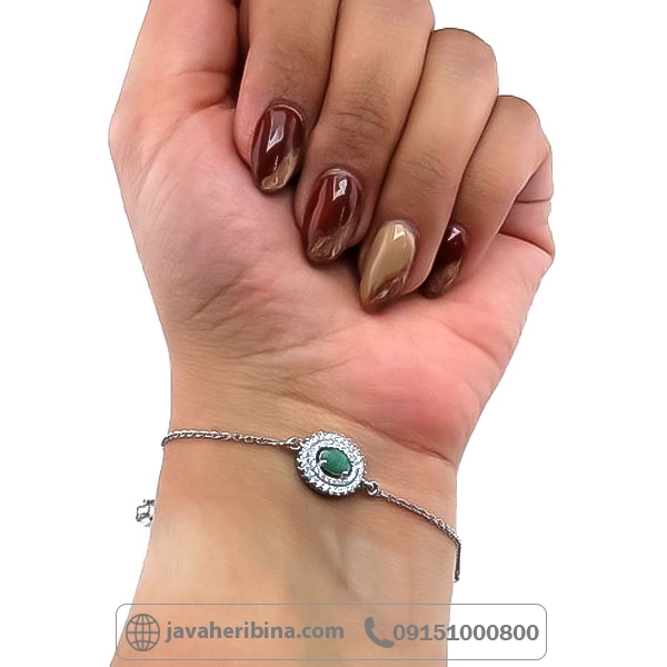 دستبند زمرد نقره زنانه ظریف و زیبا _کد:34695