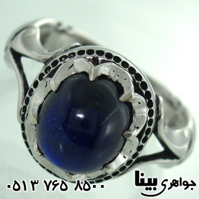 انگشتر یاقوت کبود هشت چنگ مردانه