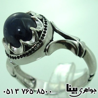 انگشتر یاقوت کبود هشت چنگ مردانه