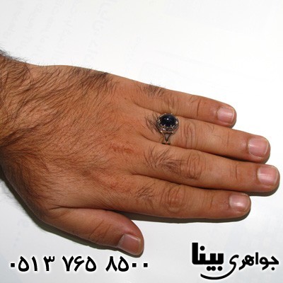 انگشتر یاقوت کبود هشت چنگ مردانه