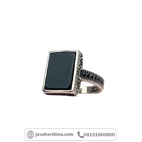 انگشتر عقیق سیاه (اونیکس) نقره مردانه میکروستینگ _کد:34706