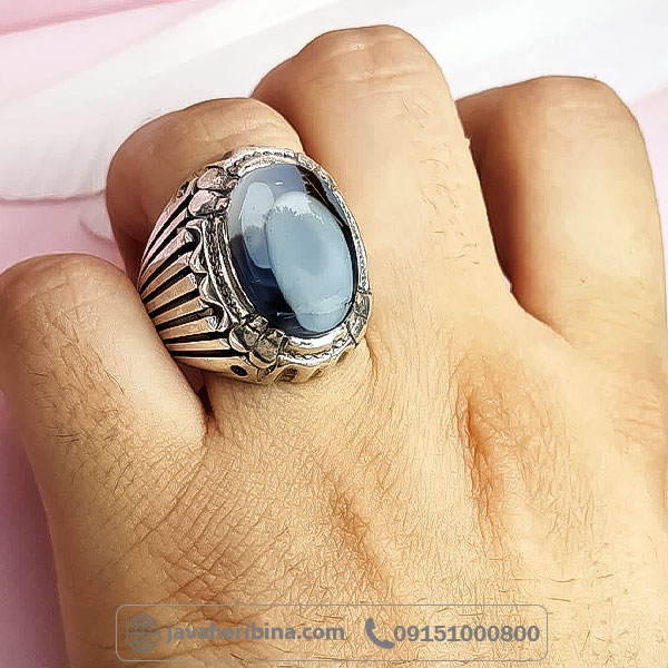 انگشتر عقیق شجری نقره مردانه زیبا _کد:34707