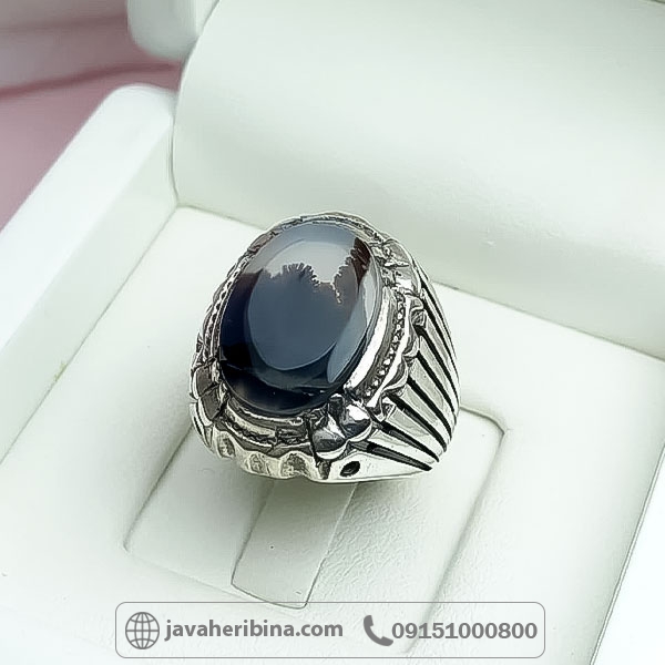 انگشتر عقیق شجری نقره مردانه زیبا _کد:34707