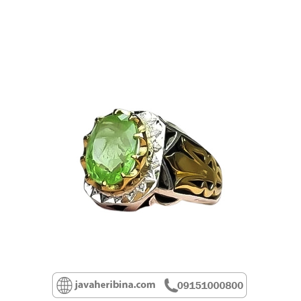 انگشتر زبرجد نقره مردانه فاخر _کد:34708
