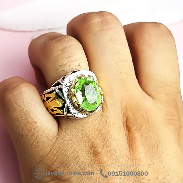 انگشتر زبرجد نقره مردانه فاخر _کد:34708